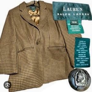 Lauren Ralph Lauren Houndstooth  Wool/Alpaca Blend Blazer Sz 18W